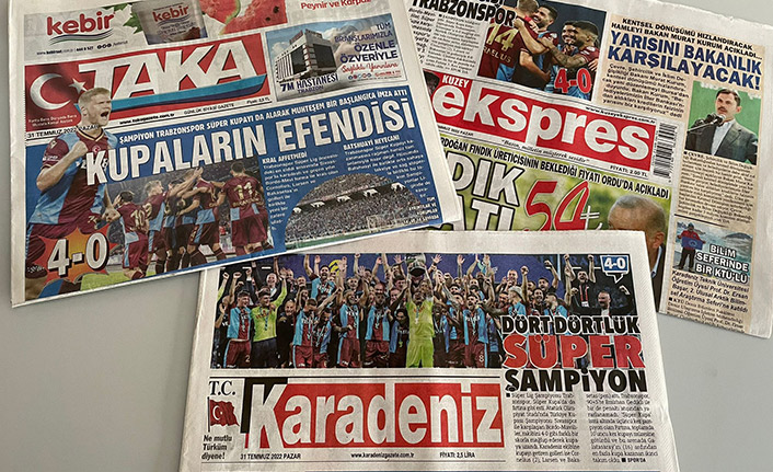 Trabzon basınından süper kupa manşetleri