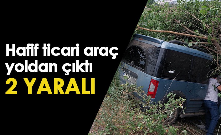 Hafif ticari araç yoldan çıktı: 2 yaralı