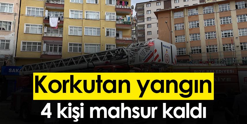 Rize'de korkutan yangın! 4 kişi mahsur kaldı