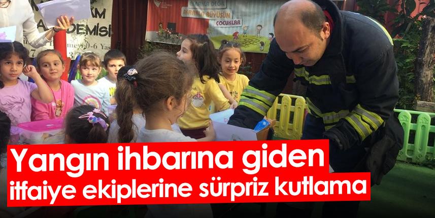 Rize'de yangın ihbarına giden itfaiye ekiplerine sürpriz kutlama