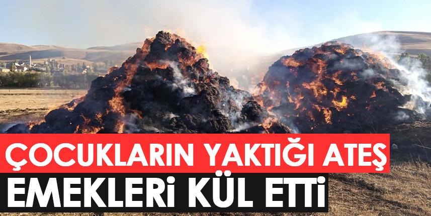 Çocukların yaktığı ateş 650 balyayı ve çadırı kül etti