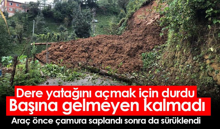 Rize'de dere yatağını açmak için durdu aracından oldu