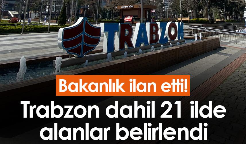 Bakanlık ilan etti! Trabzon dahil 21 ilde alanlar belirlendi