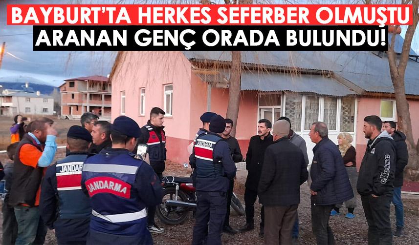 Bayburt'ta aranan genç samanlıkta bulundu