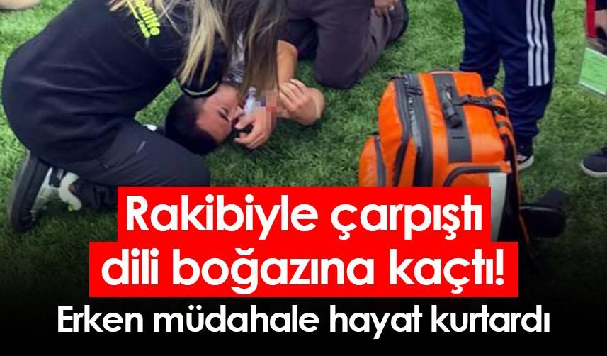 Samsun'da oynanan maçta rakibiyle çarpışınca dili boğazına kaçtı! Erken müdahale hayat kurtardı