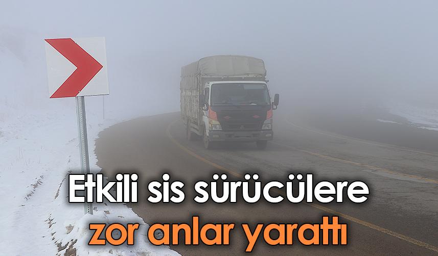 Bayburt'ta etkili olan sis sürücülere zor anlar yaşattı