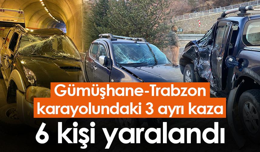 Gümüşhane-Trabzon karayolundaki 3 ayrı kaza 6 kişi yaralandı