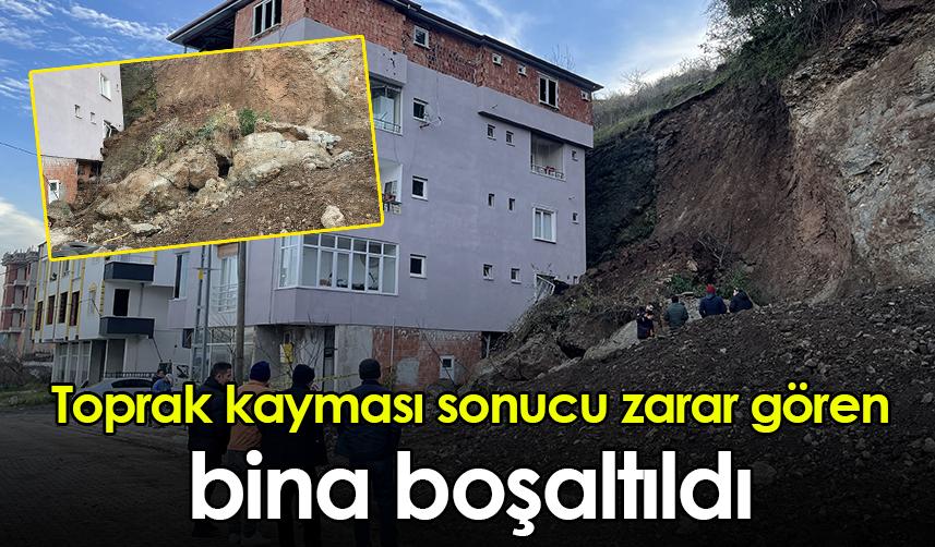 Samsun'da toprak kayması sonucu zarar gören bina boşaltıldı