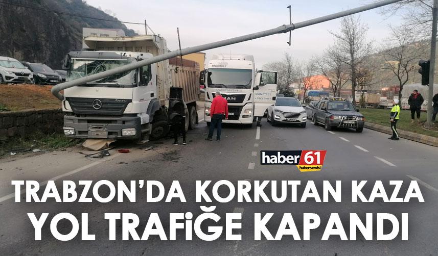 Trabzon’da korkutan kaza! Yol trafiğe kapandı