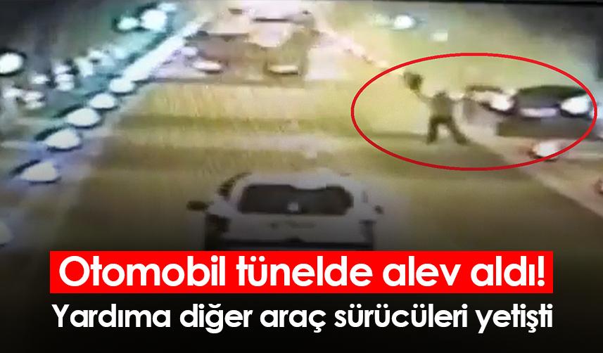 Ordu'da otomobil tünelde alev aldı! Yardıma diğer araç sürücüleri yetişti