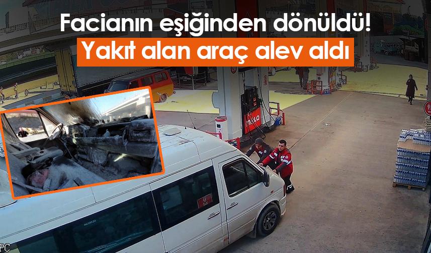 Samsun'da facianın eşiğinden dönüldü! Yakıt alan araç alev aldı