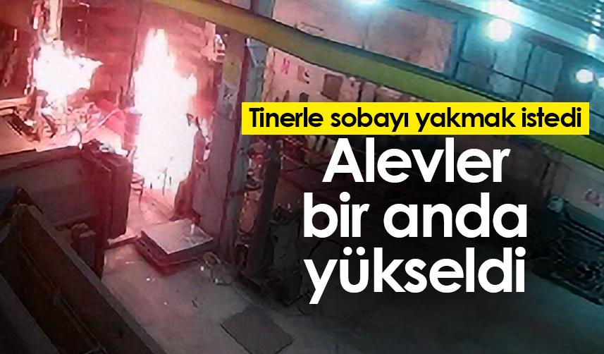 Gümüşhane'de tinerle sobayı yakmak istedi, alevler bir anda yükseldi