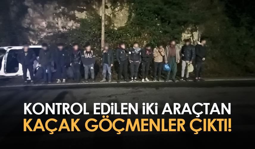 Rize'de kontrol edilen iki araçtan kaçak göçmenler çıktı!