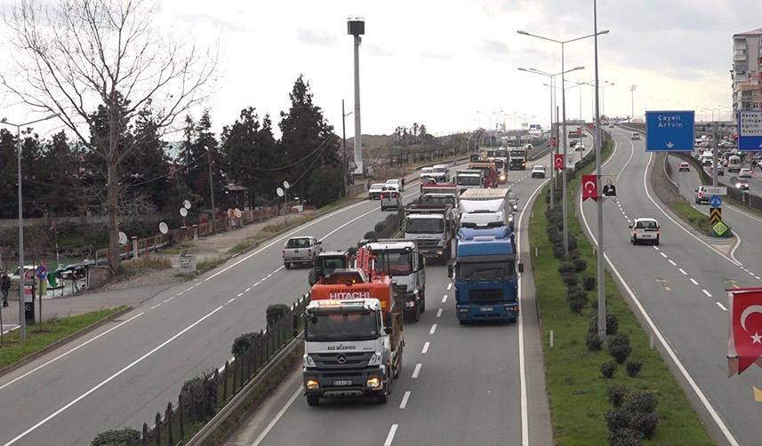 Rize Belediyesi ekipleri deprem bölgesine doğru yola çıktı