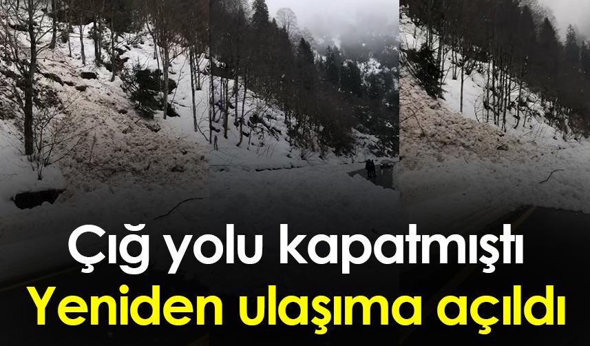 Rize'de çığın kapattığı yol ulaşıma açıldı