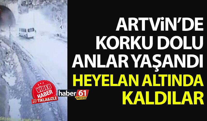 Artvin'de korku dolu anlar! Servis aracı heyelanın altında kaldı