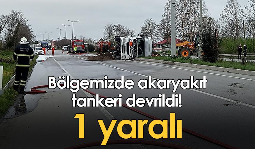 Samsun'da akaryakıt tankeri devrildi! 1 yaralı