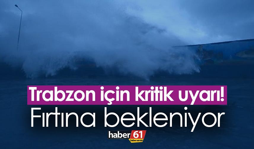 Trabzon için kritik uyarı! Fırtına bekleniyor