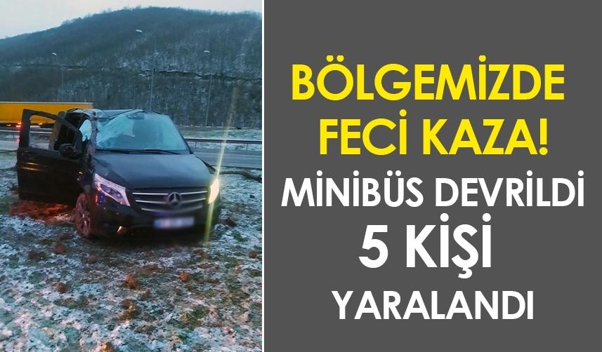 Samsun'da minibüs devrildi! 5 yaralı