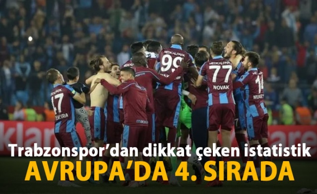 Trabzonspor bu istatistikte Avrupa'da 4. sırada