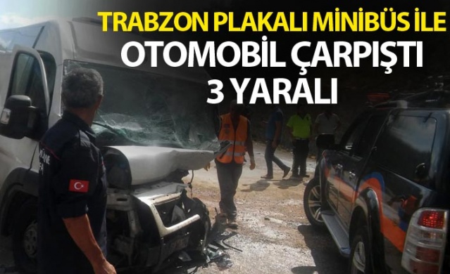 Trabzon plakalı minibüs ile otomobil çarpıştı - 3 yaralı