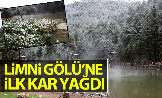 Limni Gölüne sezonun ilk karı yağdı