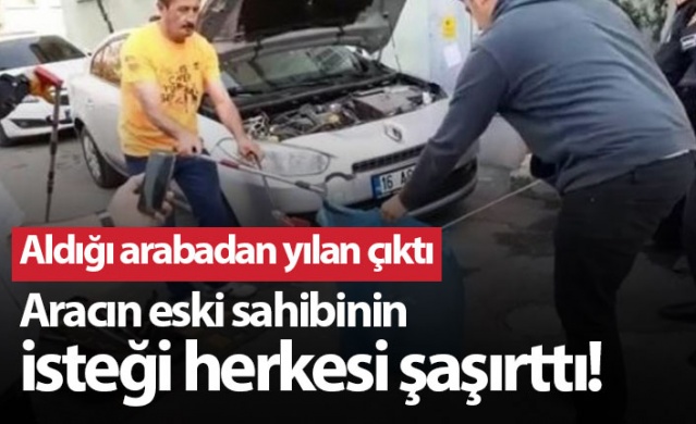 Satın aldığı otomobilden yılan çıktı