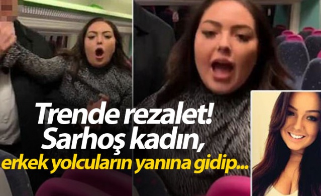 Trende rezalet! Sarhoş kadın, erkek yolcuların yanına gidip...