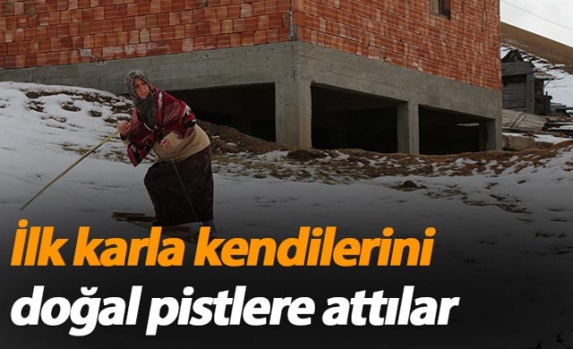 Rize'de kar yağdı, tahtalı kayak eğlencesi başladı