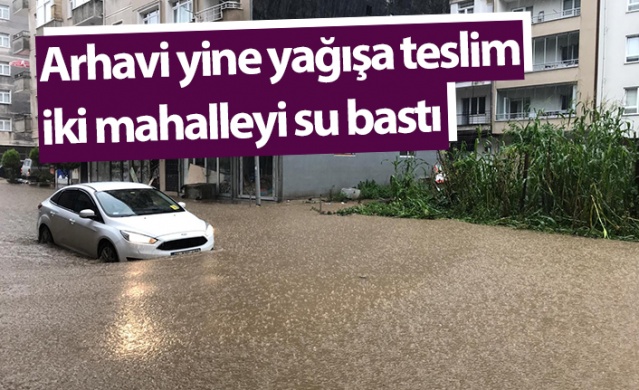 Arhavi'de sağanağın ardından iki mahalleyi su bastı