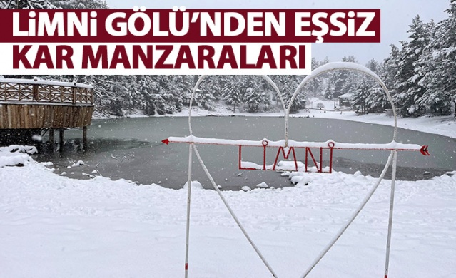 Limni Gölü'nden eşsiz kar manzaraları