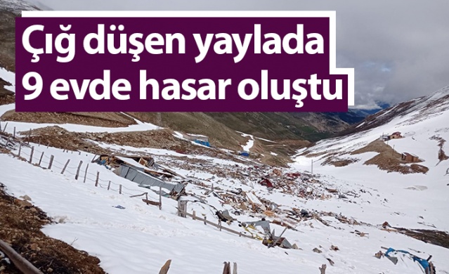 Rize'de çığ düşen yaylada 9 evde hasar oluştu. Foto Haber