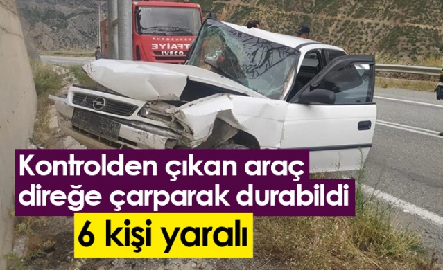 Artvin'de kontrolden çıkan araç direğe çarparak durabildi: 6 yaralı. Foto Haber