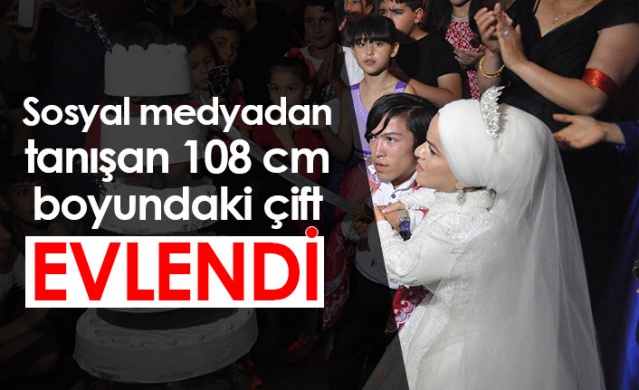 Sosyal medyadan tanışan 108 cm boyundaki çift evlendi