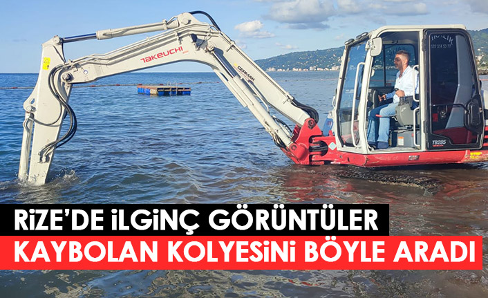 Rize'de ilginç görüntüler! Kolyesini kaybden Arap turist iş makinası kiraladı