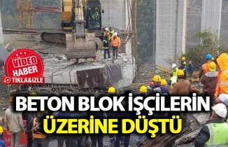 Viyadük inşaatında beton blok işçilerin üzerine düştü