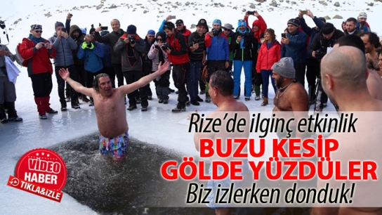 Buzu kesip gölde yüzdüler