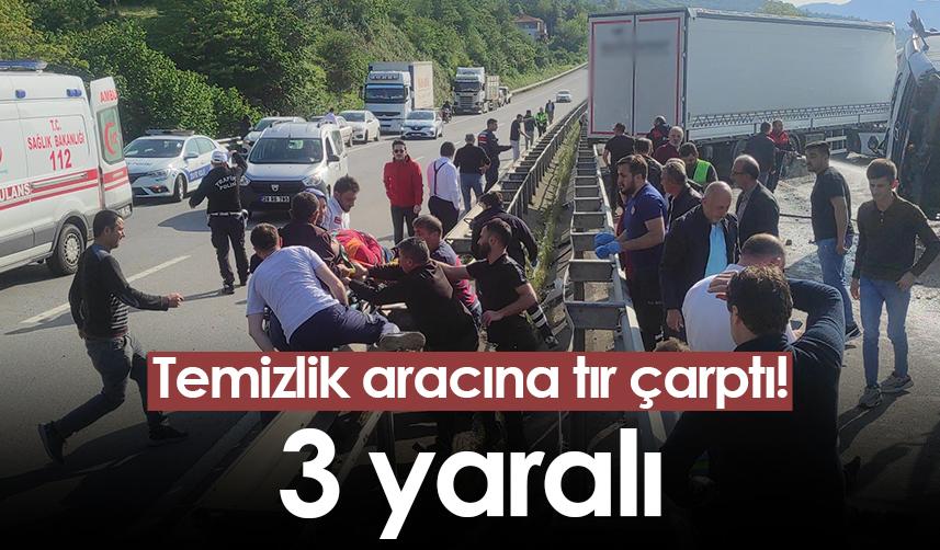 Giresun'da temizlik aracına tır çarptı! 3 yaralı