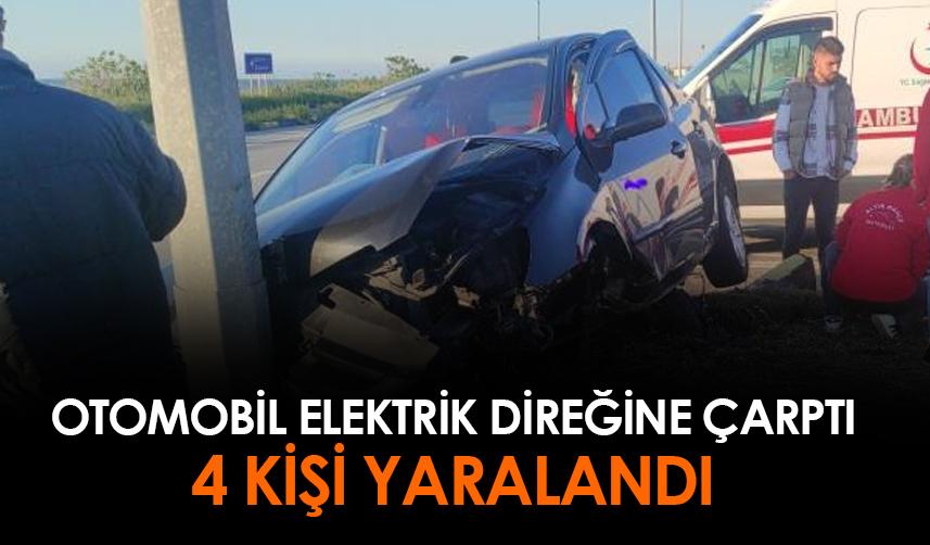 Giresun'da otomobil elektrik direğine çarptı! 4 yaralı