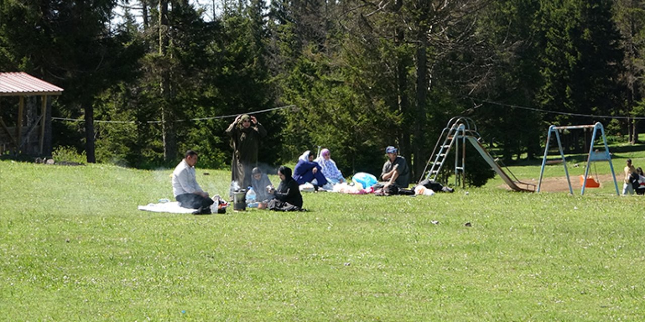 Trabzon'da güneşli havayı fırsat bilip yaylaları şenlendirdiler