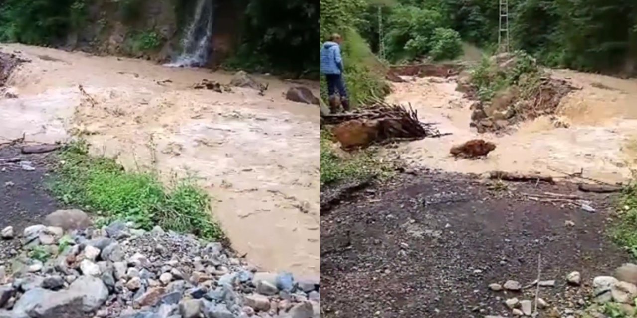 Trabzon'da o bölgede dere yine yola taştı! Vatandaşlar isyan etti