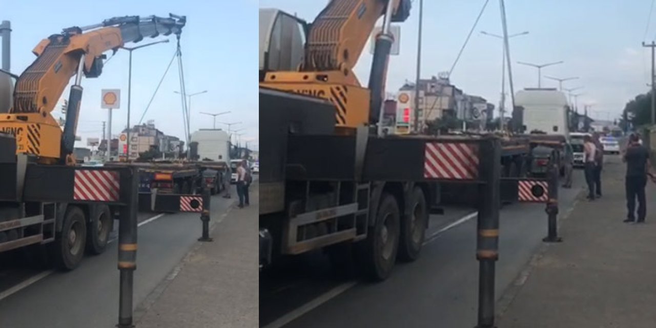 Trabzon’da arızalanan tır trafiği felç etti