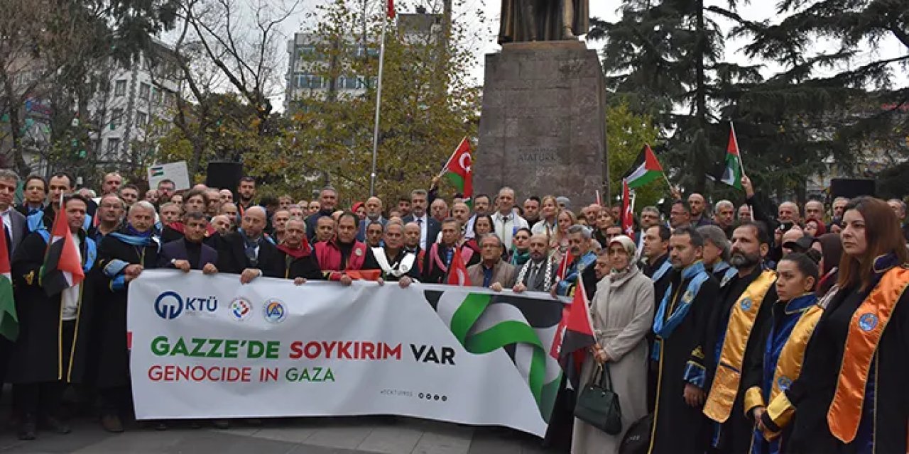 İsrail’in Filistin saldırılarına Trabzon’da tepki! Yürüyüş gerçekleştirdiler