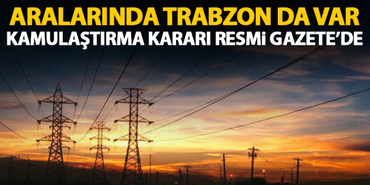 Enerjide acele kamulaştırma karaı Resmi Gazete'de! Aralarında Trabzon'da var