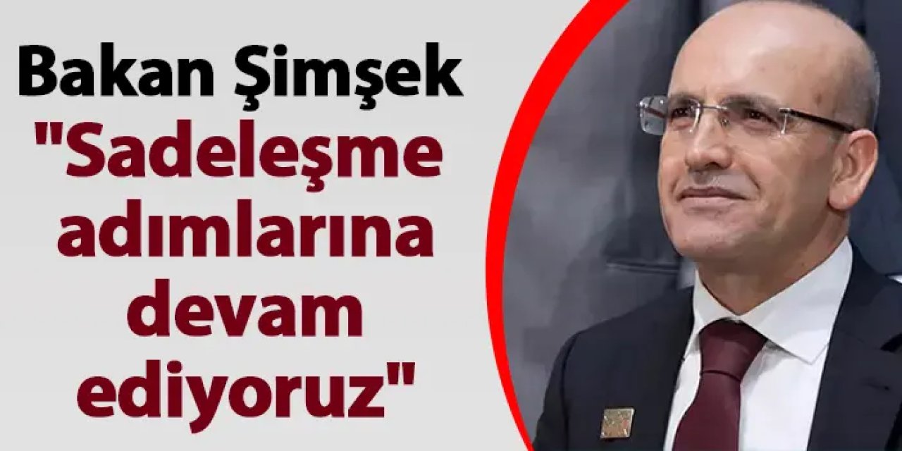 Bakan Şimşek :"Sadeleşme adımlarına devam ediyoruz"