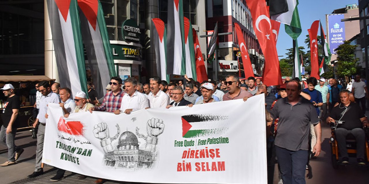 Trabzon'da Filistin'e destek yürüyüşleri sürüyor