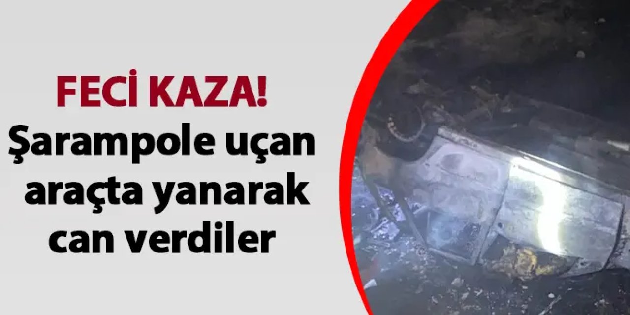 Konya'da feci kaza! Şarampole uçan araçta yanarak can verdiler