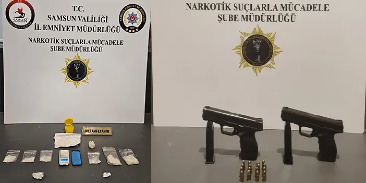 Samsun'da uyuşturucu ve ruhsatsız tabanca ele geçirildi