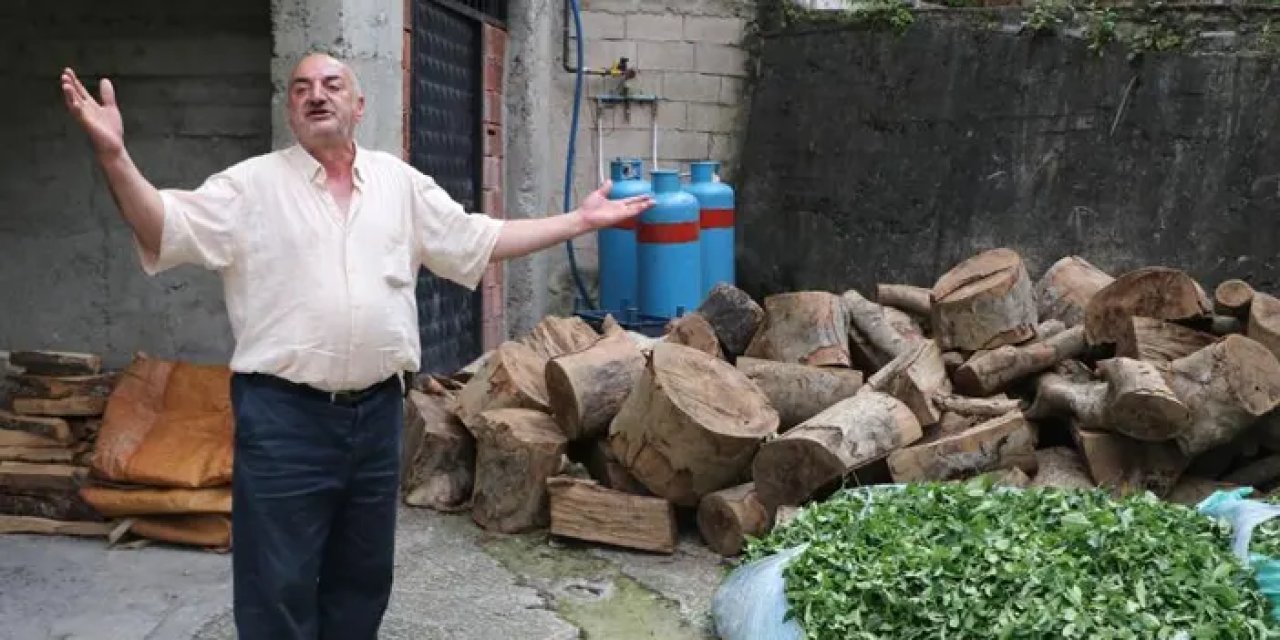 Rize'de arazisindeki odunların kaldırılmasını talep etti! İstedi olmayınca odunları bağışladı