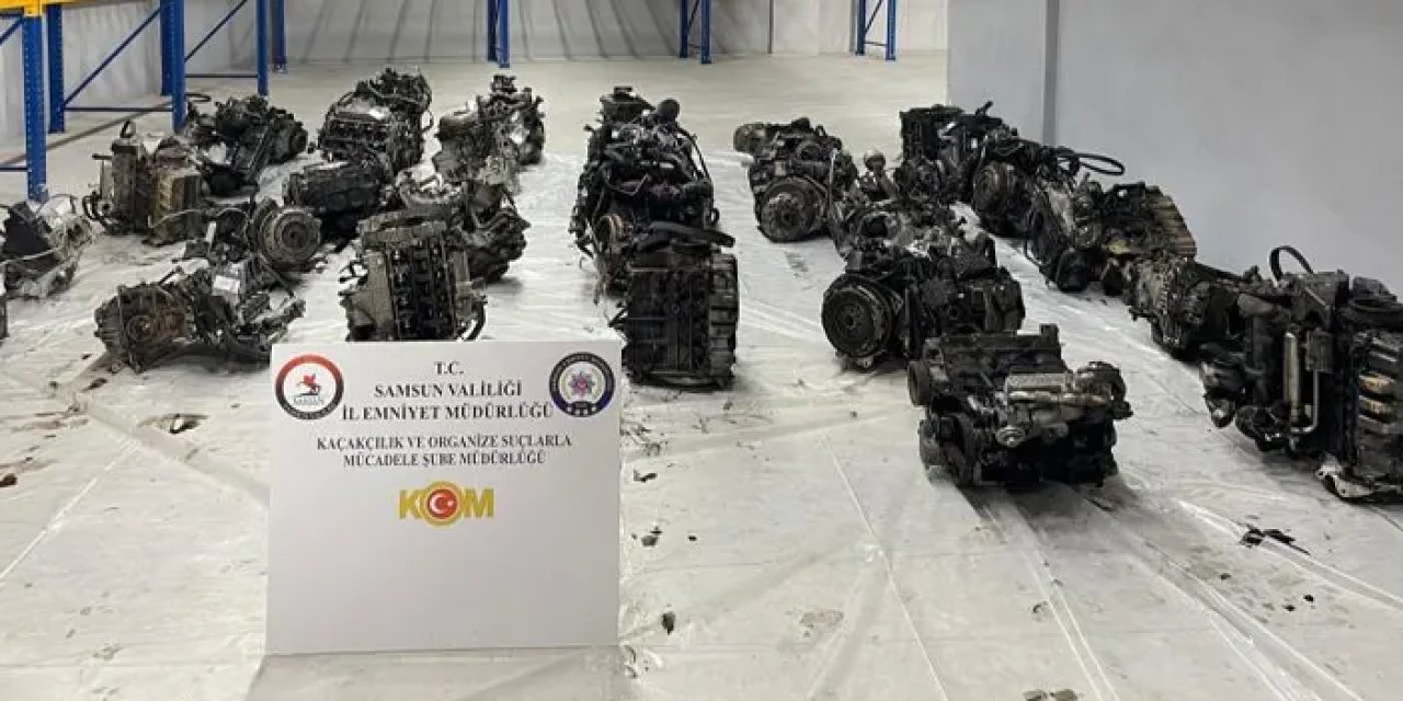 Samsun’da 32 adet lüks otomobil motoru yakalandı